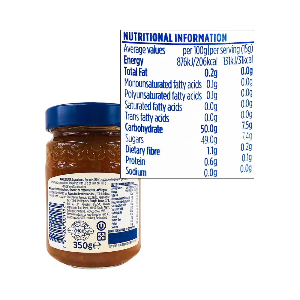Hero Jam Selai Apricot 340g - Image 2