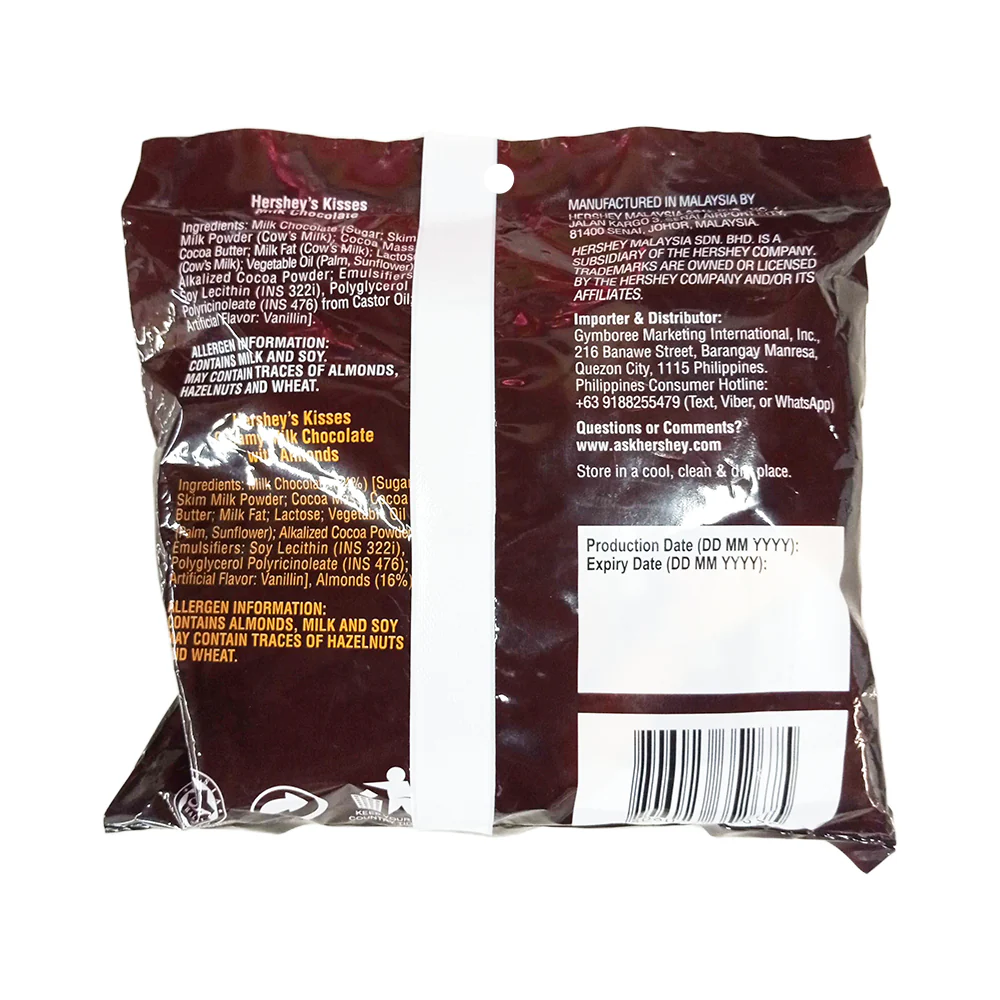 Hershey’s Kisses Milk 226g + Creamy Milk Choco With Almonds 82g - Image 2