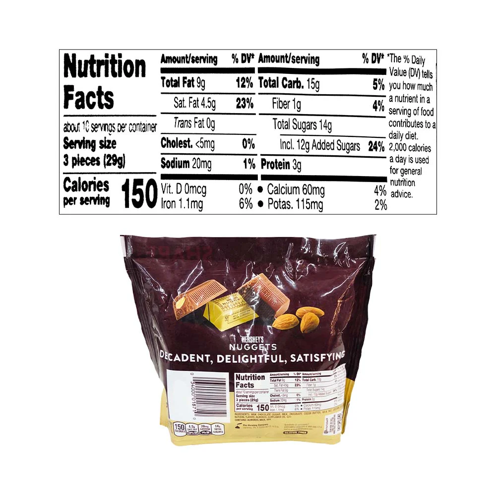 Hershey's Nuggets Milk Chocolate With Almonds 286g (10.1oz) - Image 2