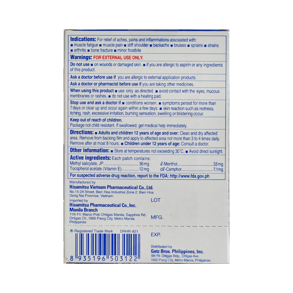 Hisamitsu Salonpas Medicated Patch 10's - Image 2