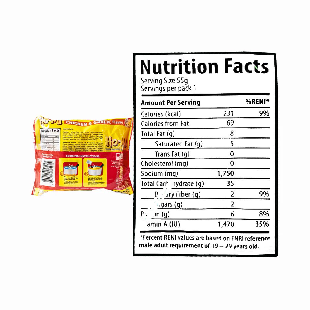 Homi Instant Mami Noodles Chicken and Garlic 55g - Image 3