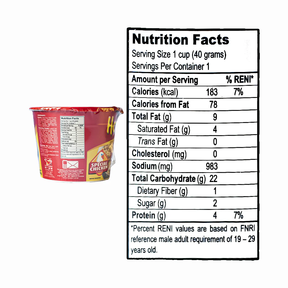 Homi Instant Mami Noodles Econobowl Chicken and Garlic 40g - Image 3