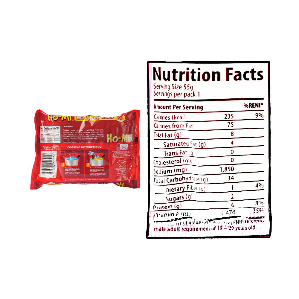 Homi Instant Mami Noodles Hot Beef Flavor 55g - Image 3