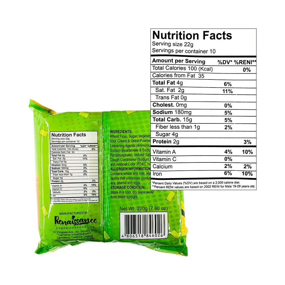 Honey House Crackers Sour Cream And Onion 22g x 10's - Image 2