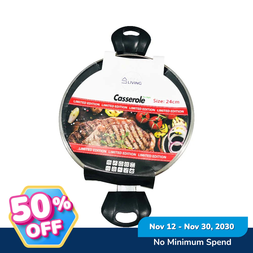 Ideal Living Casserole With Glass Lid 24cm - Image 4