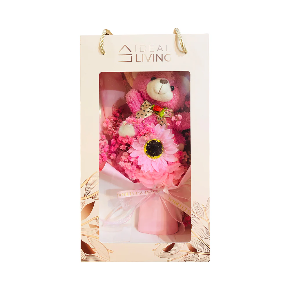 Ideal Living Flower Bouquet With Bear In Box - Image 13