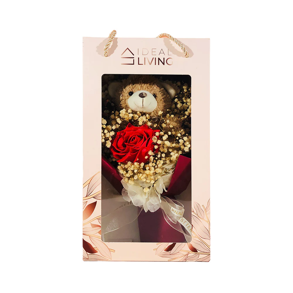 Ideal Living Flower Bouquet With Bear In Box - Image 5
