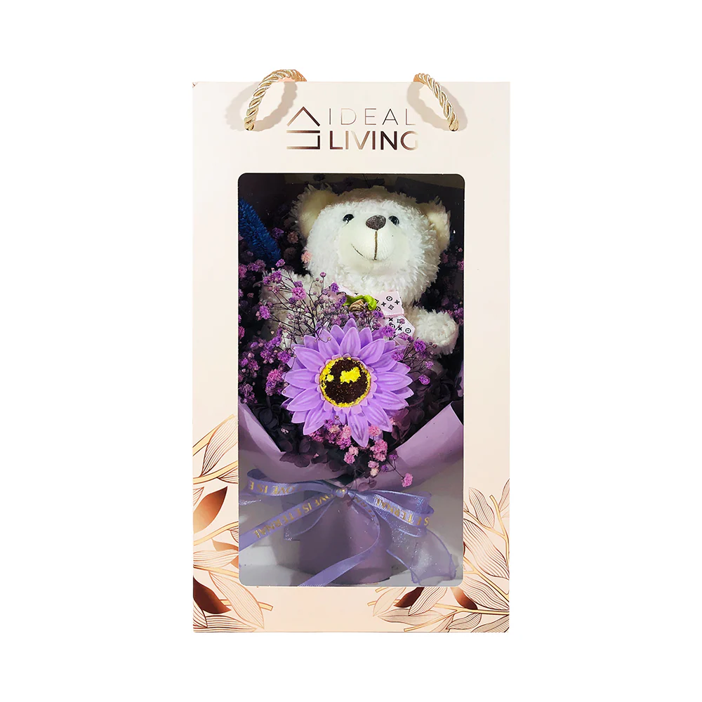 Ideal Living Flower Bouquet With Bear In Box - Image 7