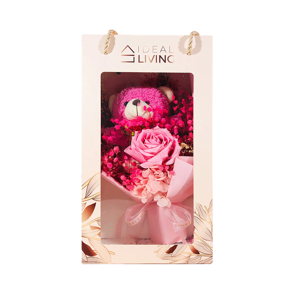 Ideal Living Flower Bouquet With Bear In Box - Image 9