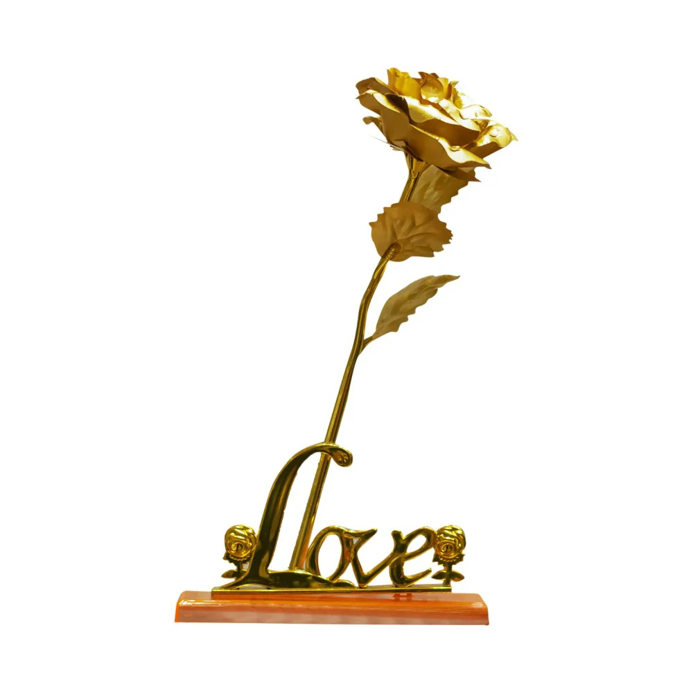 Ideal Living Gold Plated Single Rose With Stand - Image 2