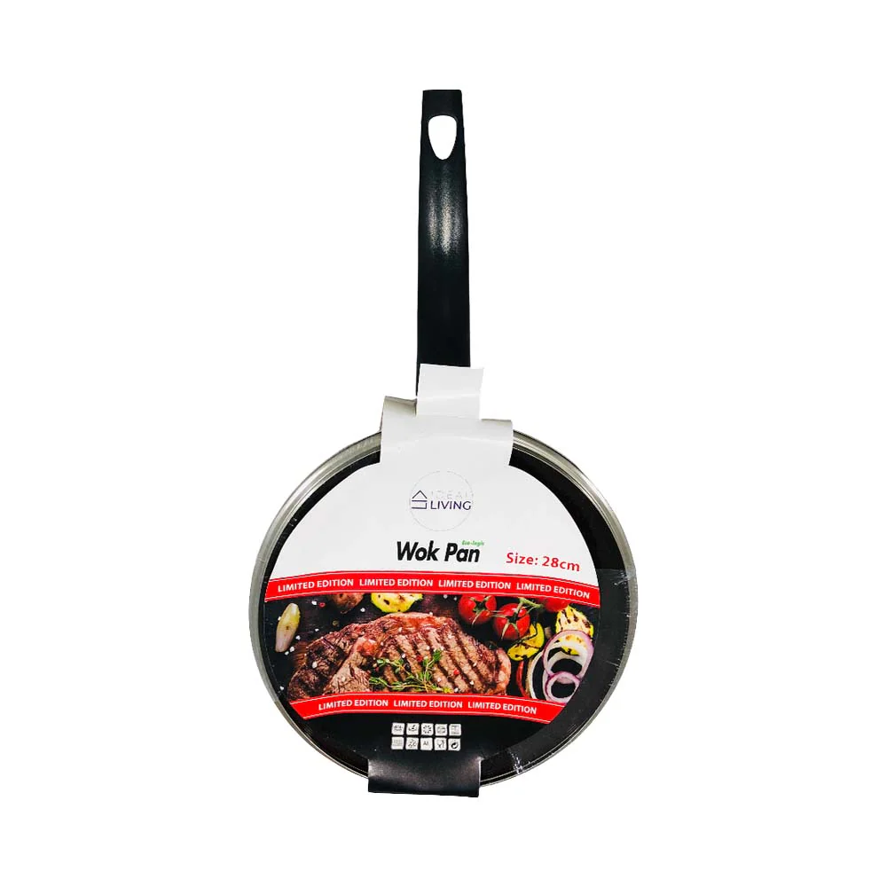 Ideal Living Wok Pan With Glass Lid 28cm - Image 2