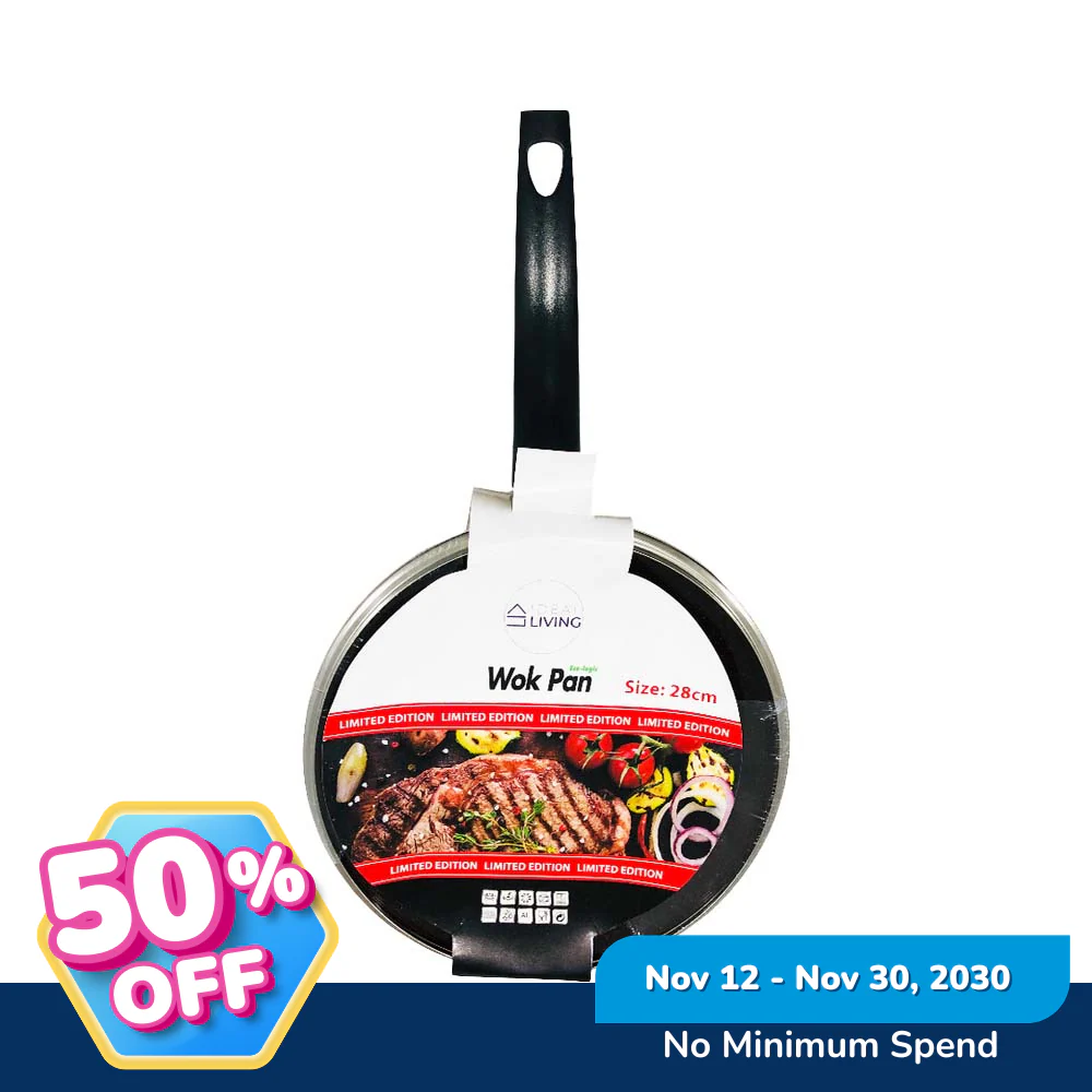 Ideal Living Wok Pan With Glass Lid 28cm - Image 4