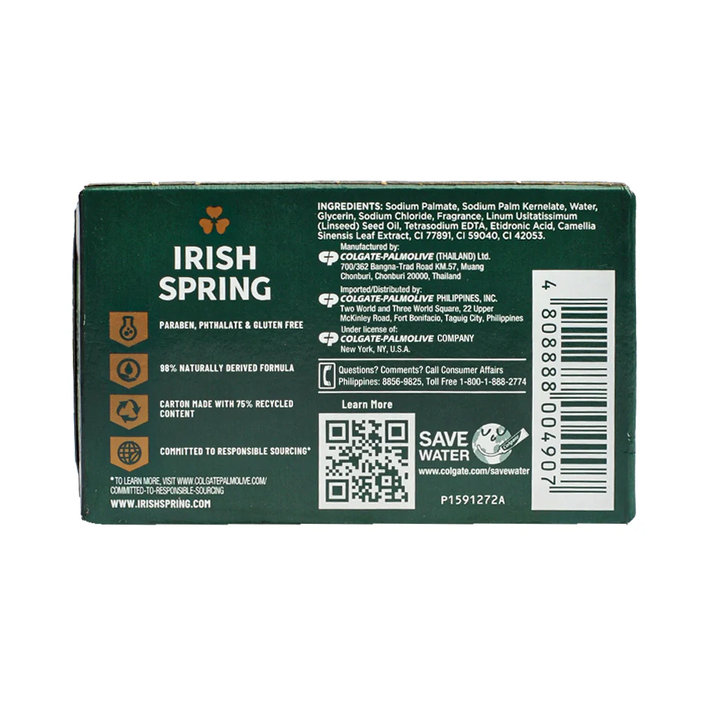 Irish Spring Original Clean Deodorant Bar Soap 104.8g (3.7oz) - Image 2
