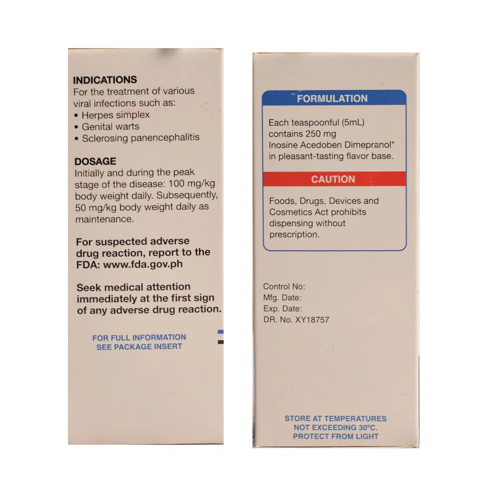 Isoprinosine Syrup 250mg 60ml - Image 3