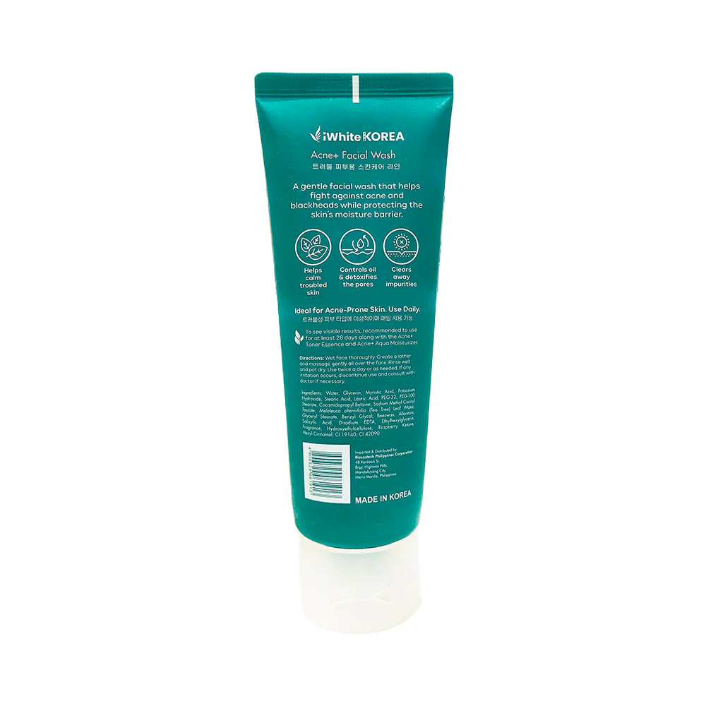 iWhite Korea Facial Wash Acne+ 100ml - Image 3