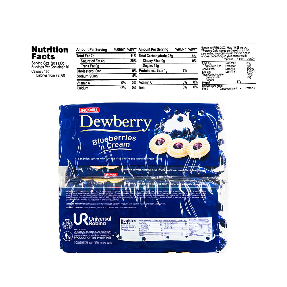 Jack 'n Jill Dewberry Cookies Blueberries 'n Cream 33g x 10's - Image 2