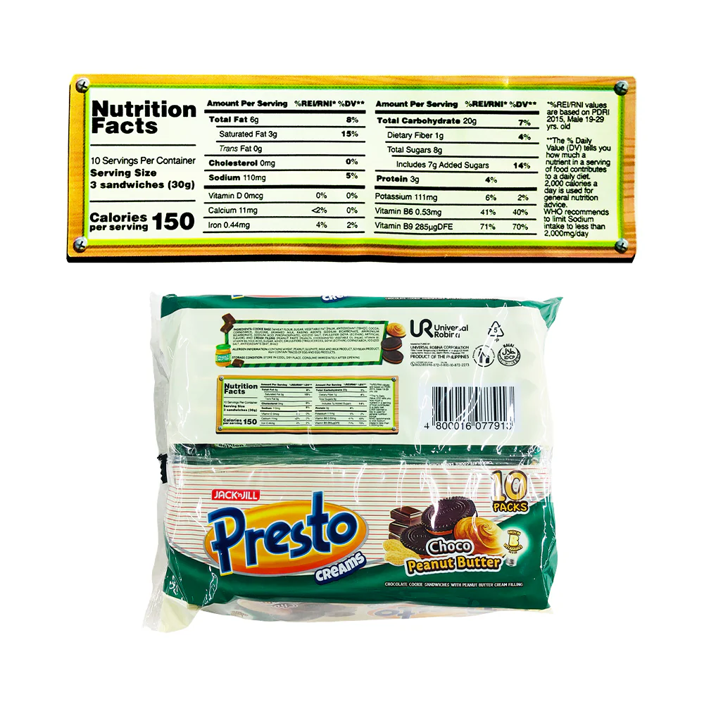 Jack 'n Jill Presto Creams Choco Peanut Butter Cookies 30g x 10's - Image 2