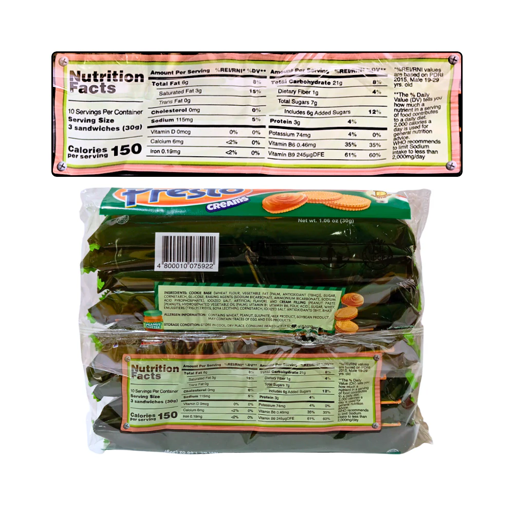 Jack 'n Jill Presto Creams Peanut Butter Sandwich Cookies 30g x 10's - Image 2