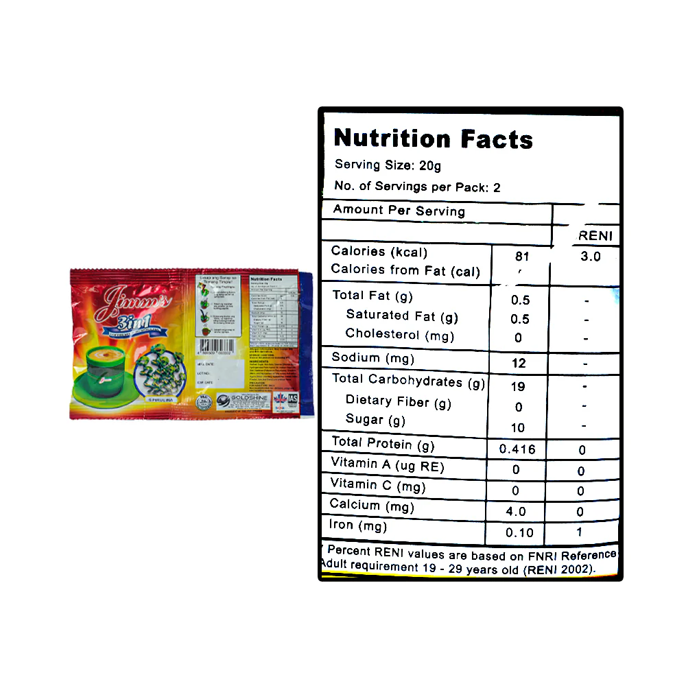 Jimm's 3 in 1 Coffee Mix Spirulina Twinpack 40g - Image 3