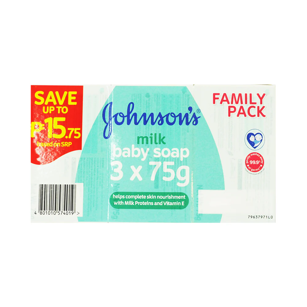 Johnson's Milk Baby Soap Family Pack 75g x 3's - Image 2