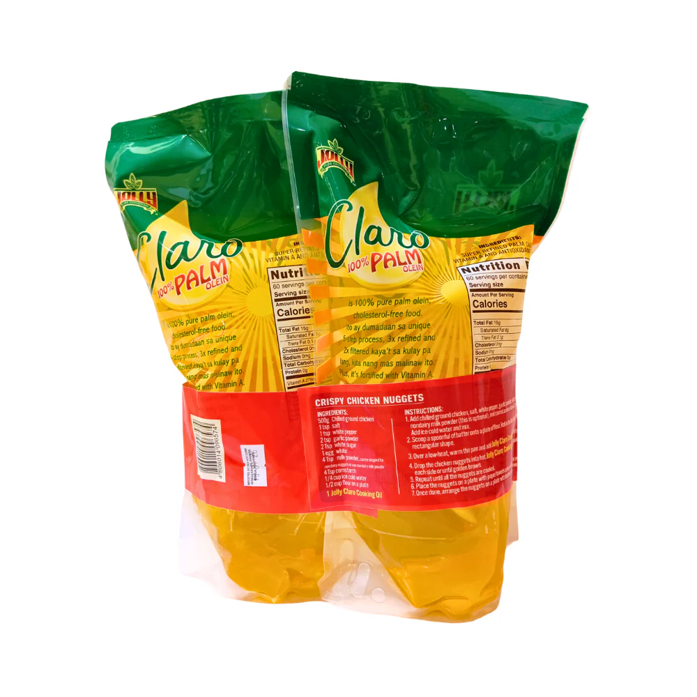 Jolly Claro Palm Oil 100% Pure Cholesterol Free SUP 1L x 2's - Image 2