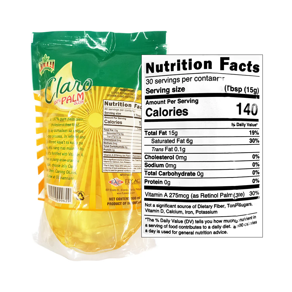Jolly Claro Palm Oil 100% Pure Cholesterol Free SUP 500ml - Image 2