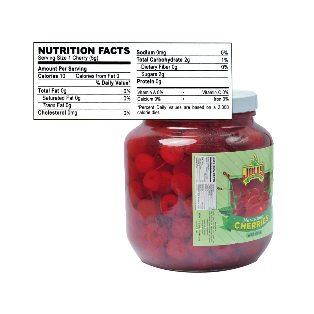 Jolly Maraschino Cherries With Stem 2.04kg (72oz) - Image 2
