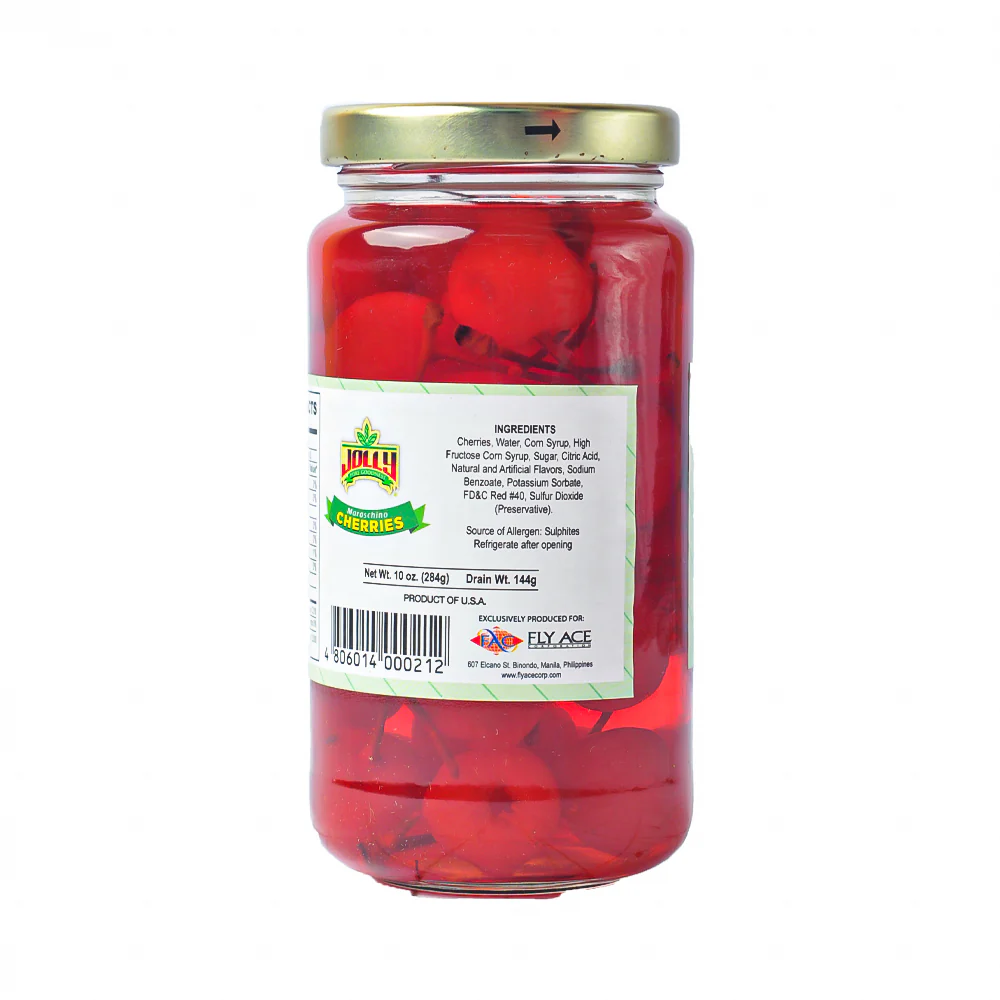Jolly Maraschino Cherries With Stem 284g (10oz) - Image 2