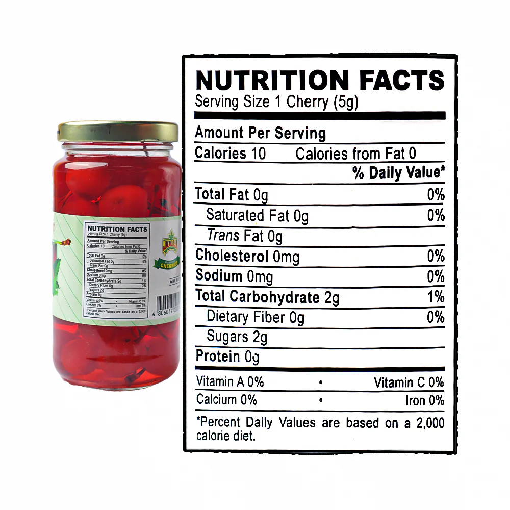 Jolly Maraschino Cherries With Stem 284g (10oz) - Image 3