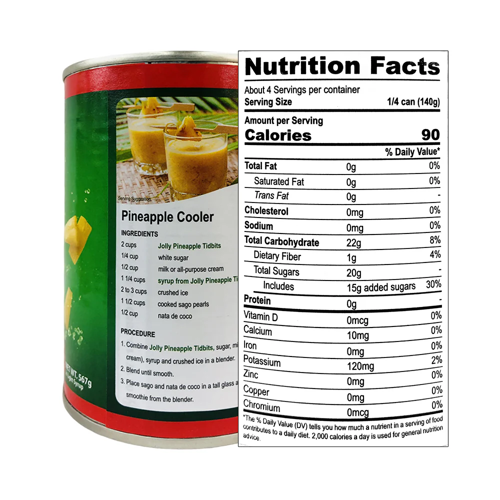 Jolly Pineapple Tidbits In Light Syrup 567g - Image 2