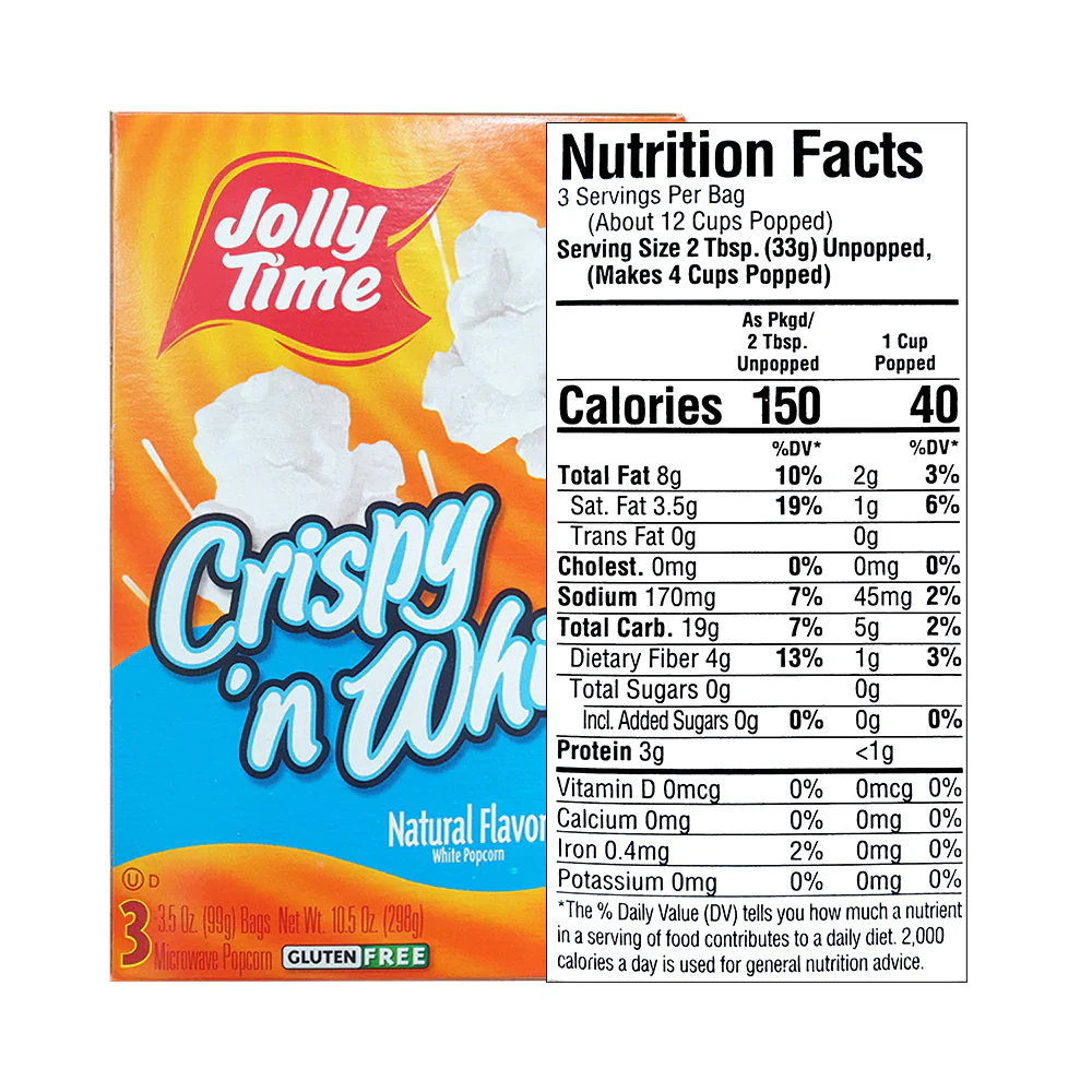 Jollytime Popcorn Crispy N' White Natural 10.5oz - Image 2