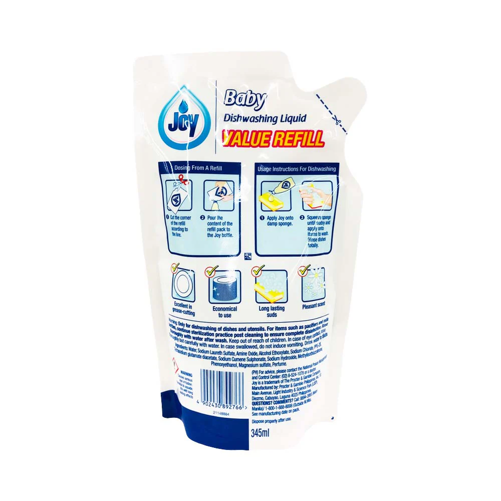 Joy Baby Dishwashing Liquid Refill 345ml - Image 2