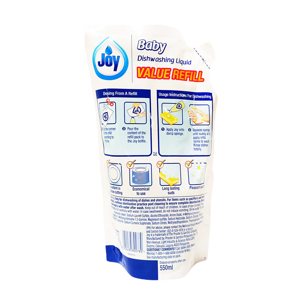 Joy Baby Dishwashing Liquid Refill 550ml - Image 2