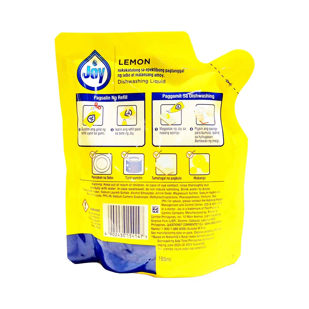 Joy Dishwashing Liquid Lemon 165ml - Image 2