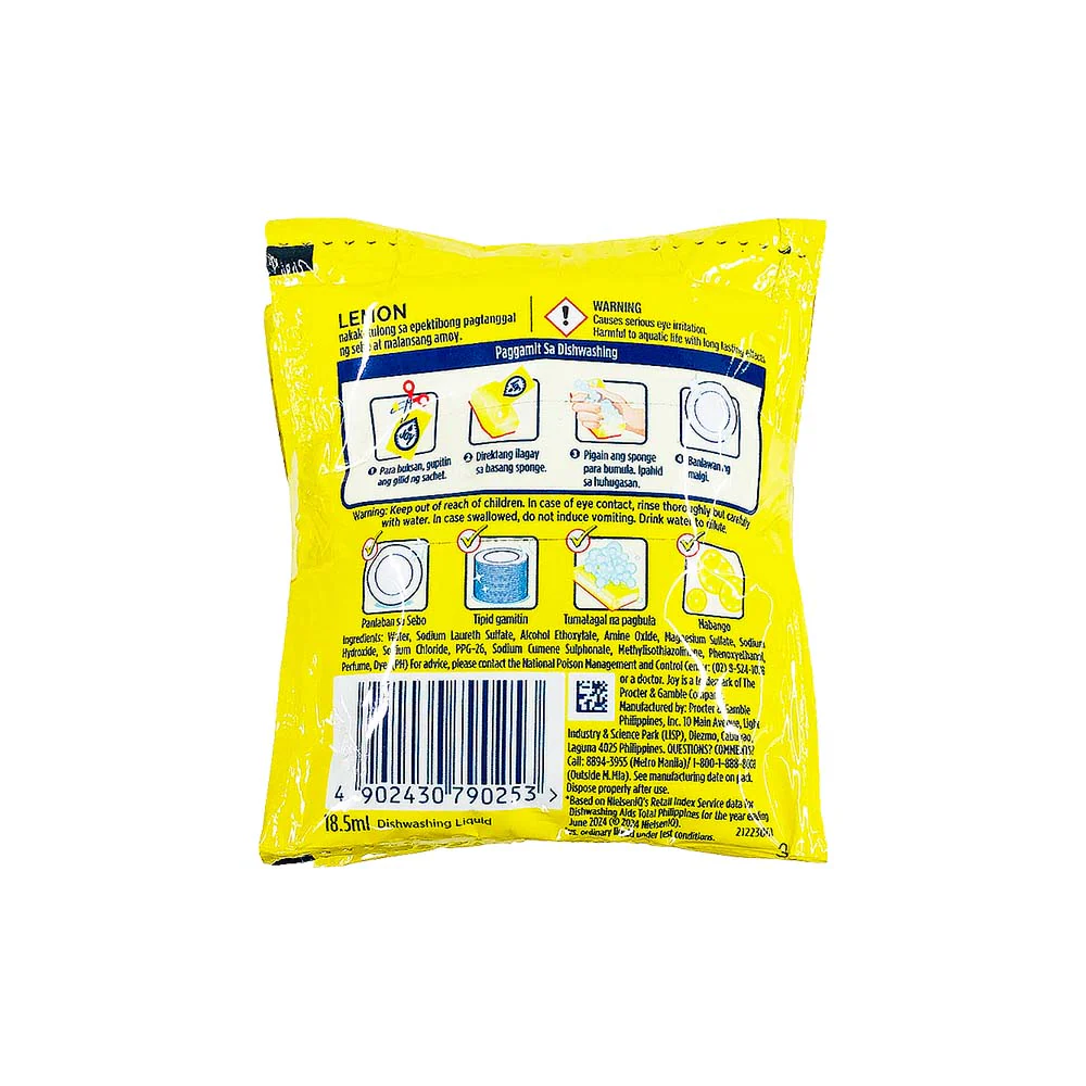 Joy Dishwashing Liquid Lemon 18.5ml x 6's + 1 - Image 2