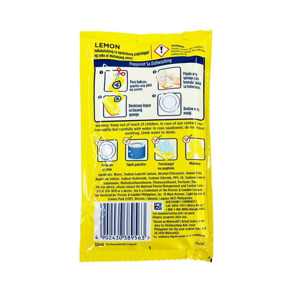 Joy Dishwashing Liquid Lemon 40ml - Image 2