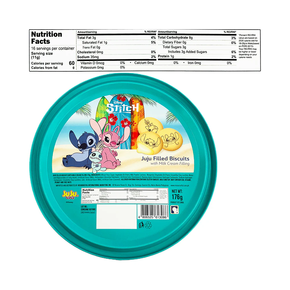 Juju Disney Princess Biscuit With Milk Creamy Filling Tin 176g - Image 2