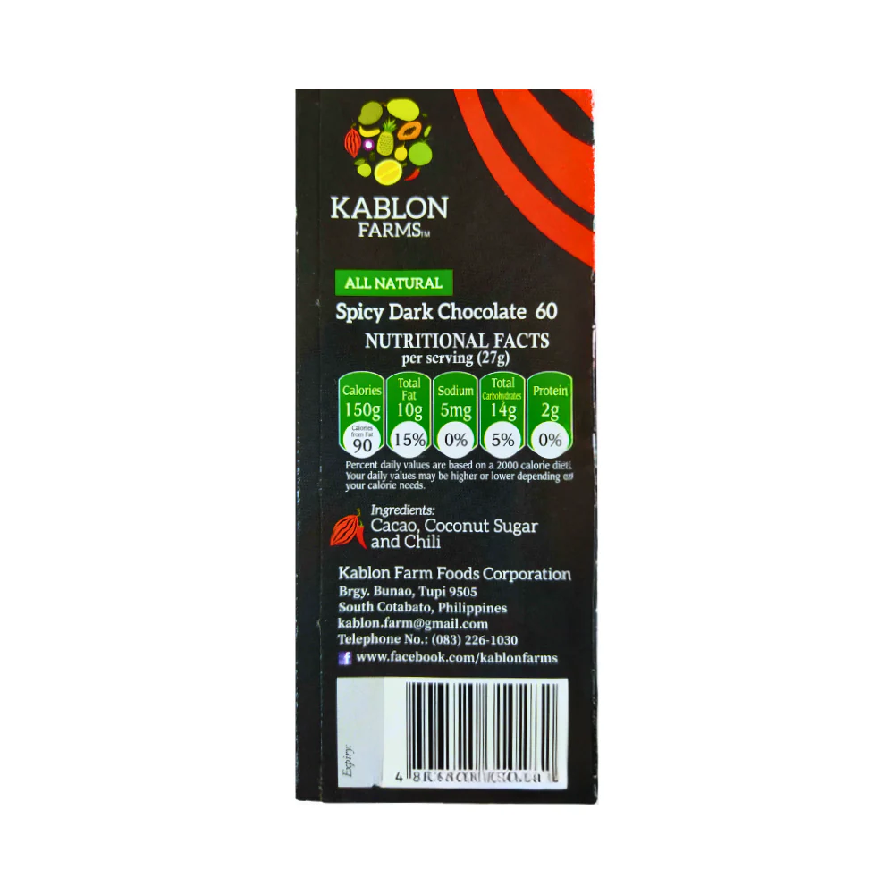 Kablon Chocolate Bar Dark Spicy 60% 27g - Image 2