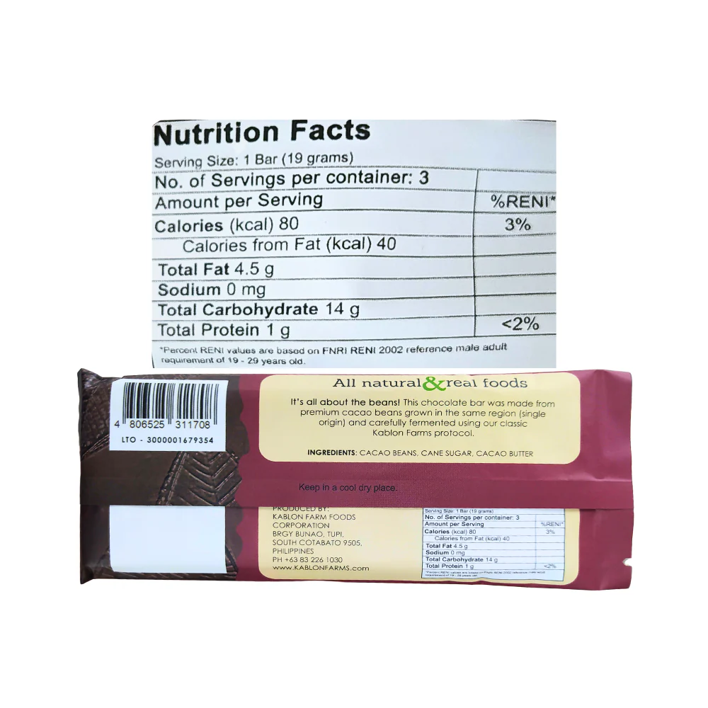 Kablon Farms Dark Chocolate Bar 48g - Image 2