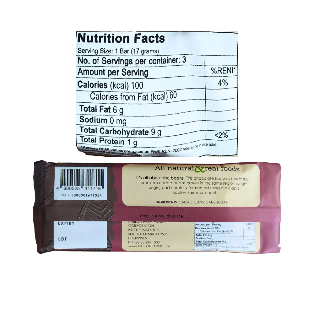 Kablon Farms Dark Chocolate Bar 48g - Image 6