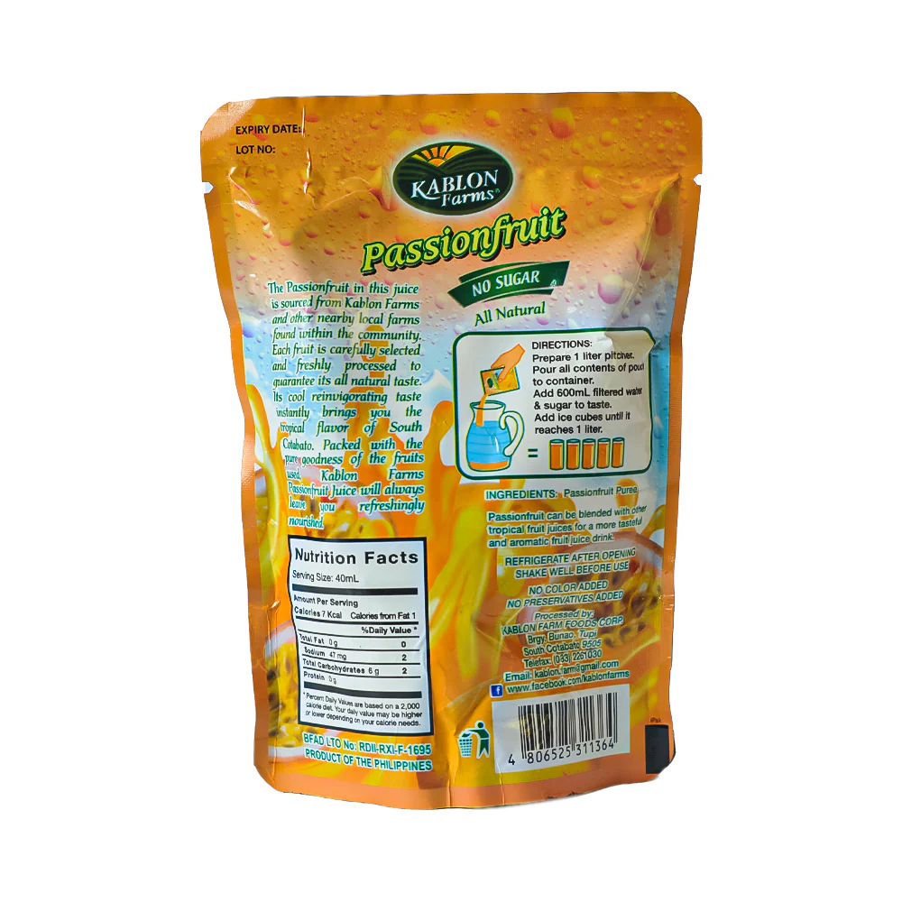 Kablon Juice Unsweetened Passion Fruit 146ml - Image 2