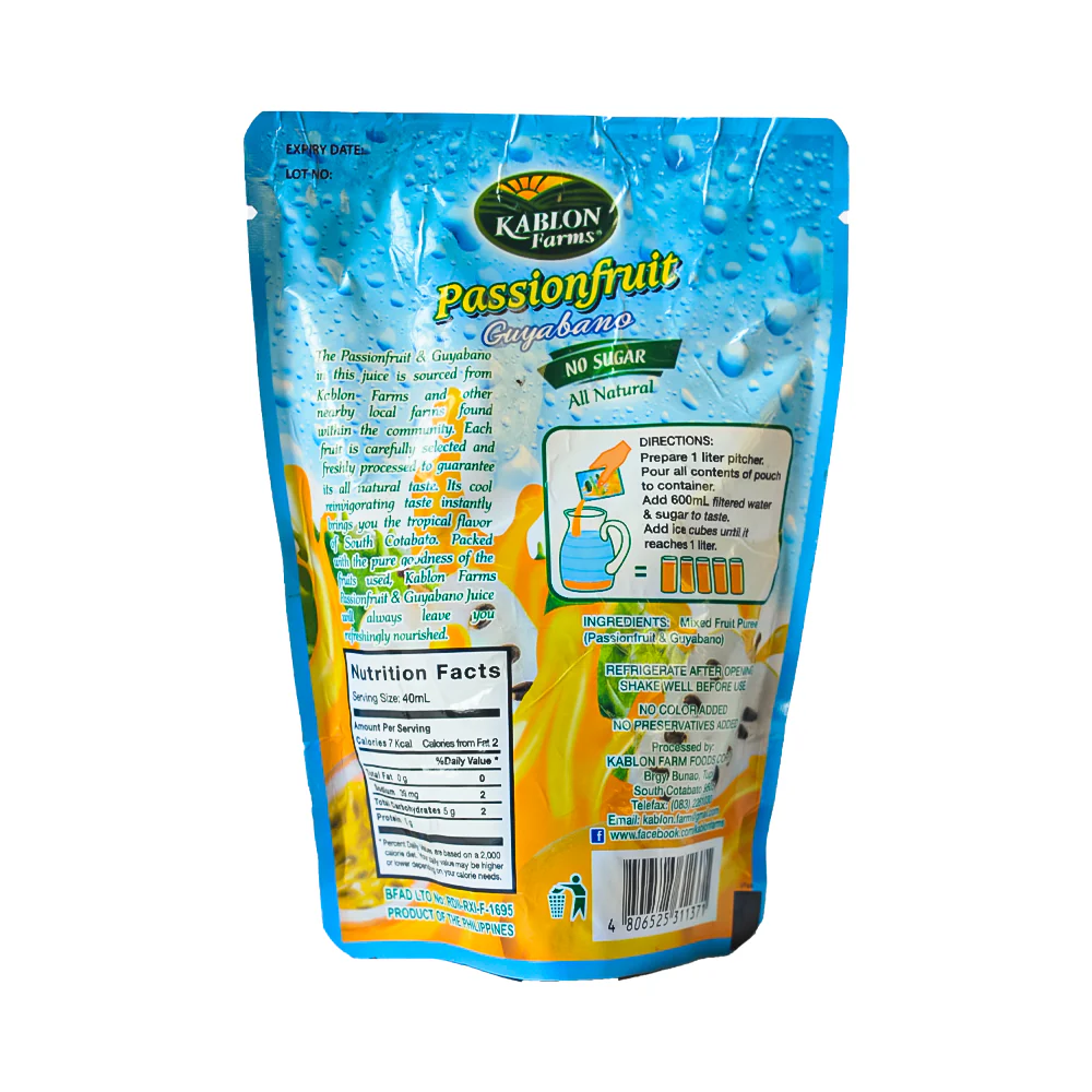 Kablon Juice Unsweetened Passionfruit Guyabano 146ml - Image 2