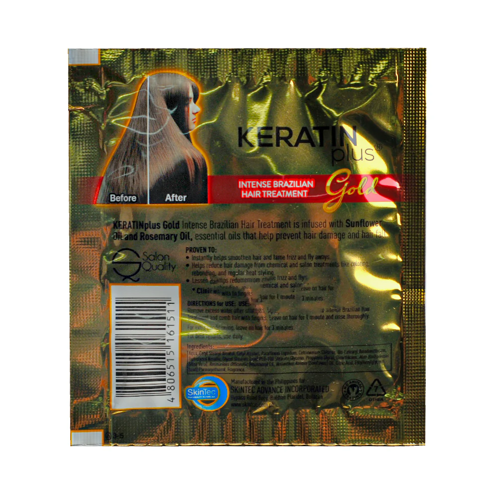 Keratin Plus Gold Intense Brazilian Hair Treatment 20g x 12's - Image 2