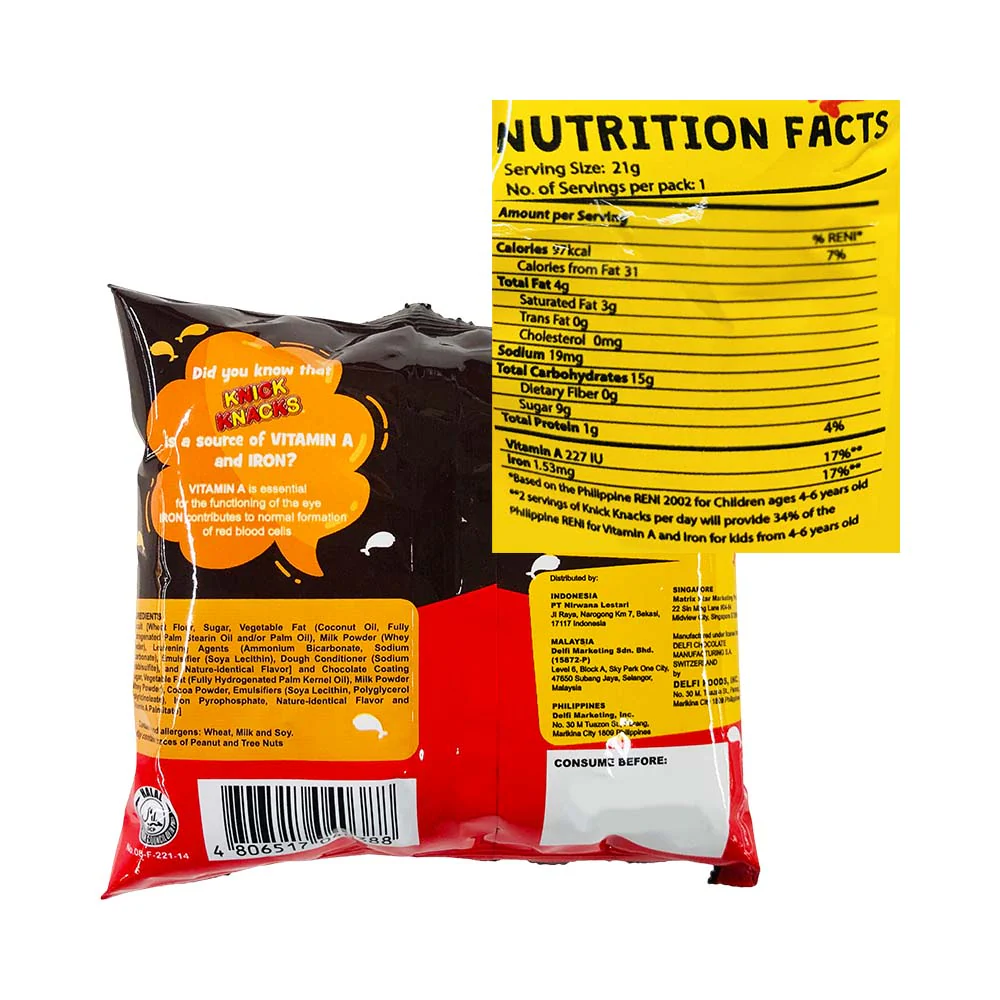 Knick Knacks Chocolate Coated Biscuits 21g - Image 2