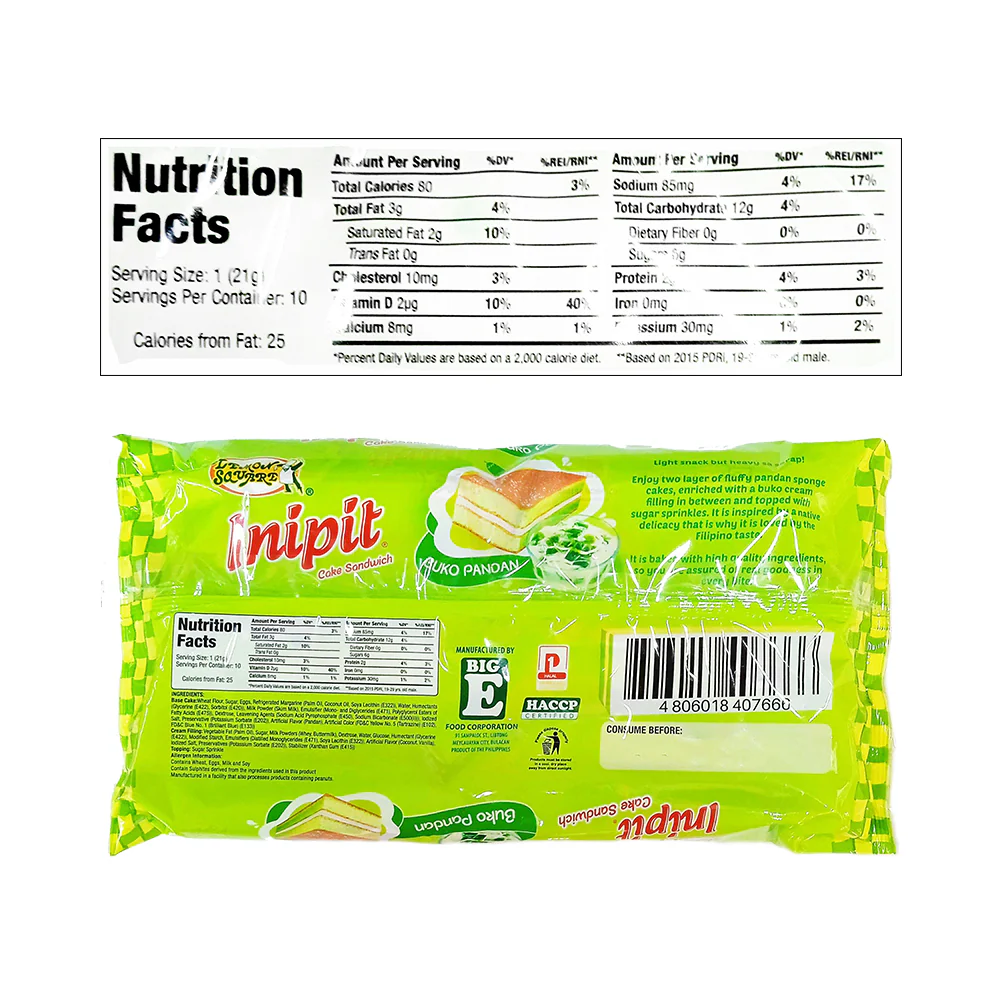 Lemon Square Inipit Cake Buko Pandan 21g x 10’s - Image 2