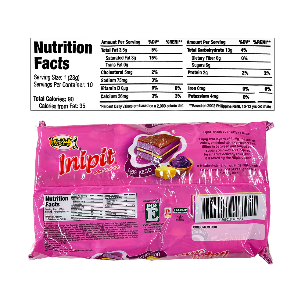 Lemon Square Inipit Cake Ube Keso 23g x 10's - Image 2