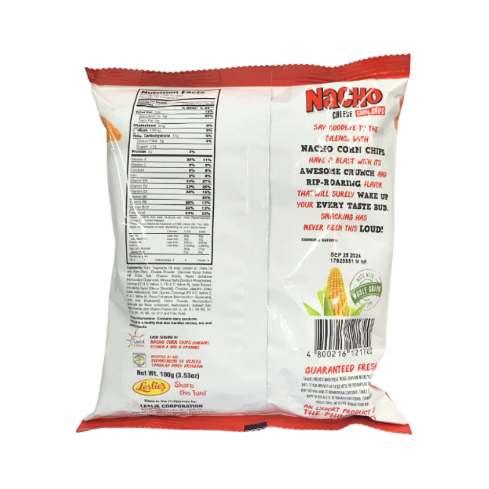 Leslie's Nacho Corn Chips Cheese 100g - Image 2