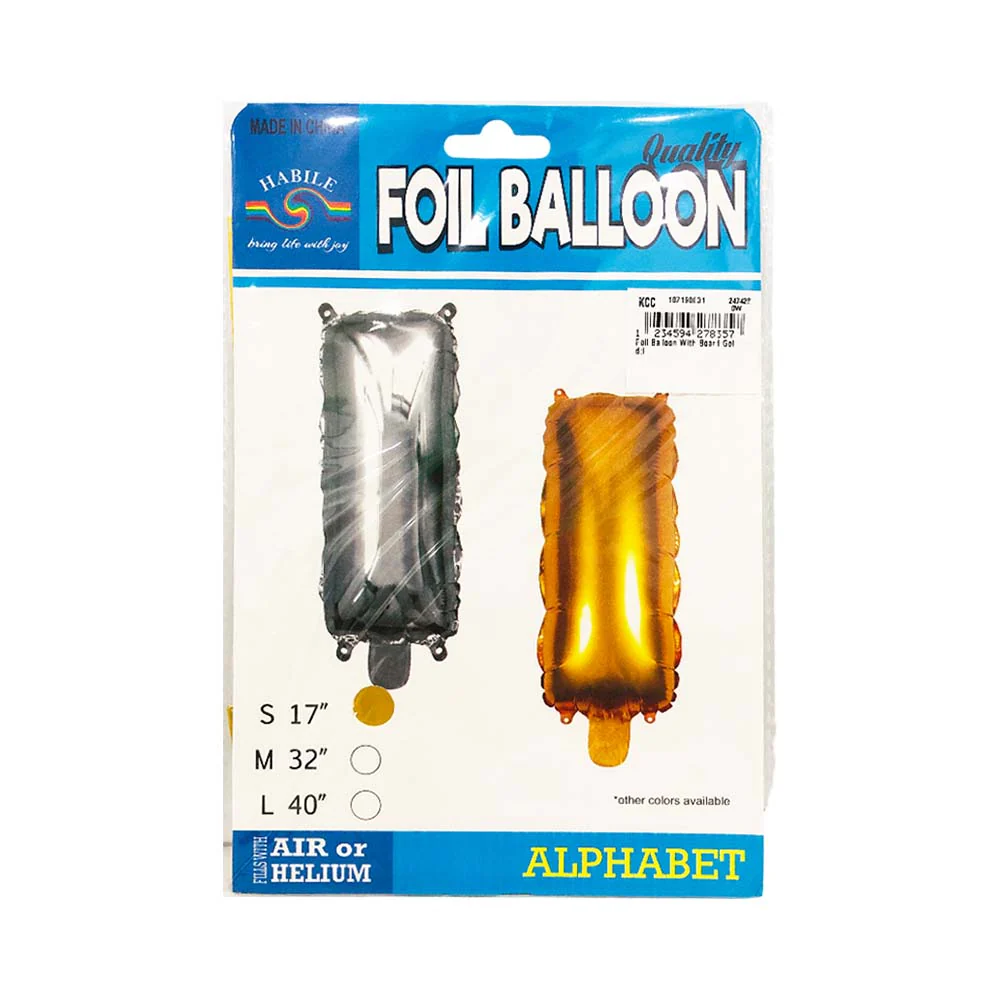 Letter Foil Balloon Gold 17in - Image 39