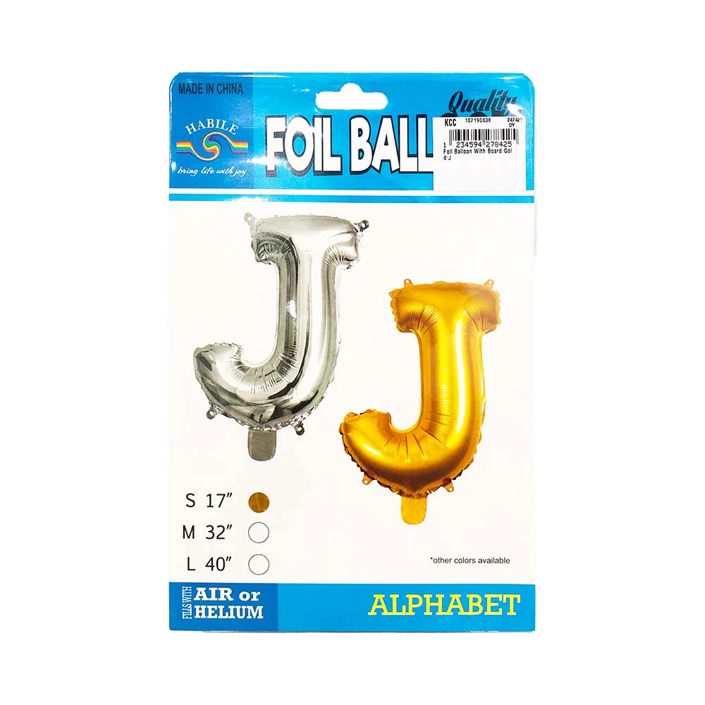 Letter Foil Balloon Gold 17in - Image 41