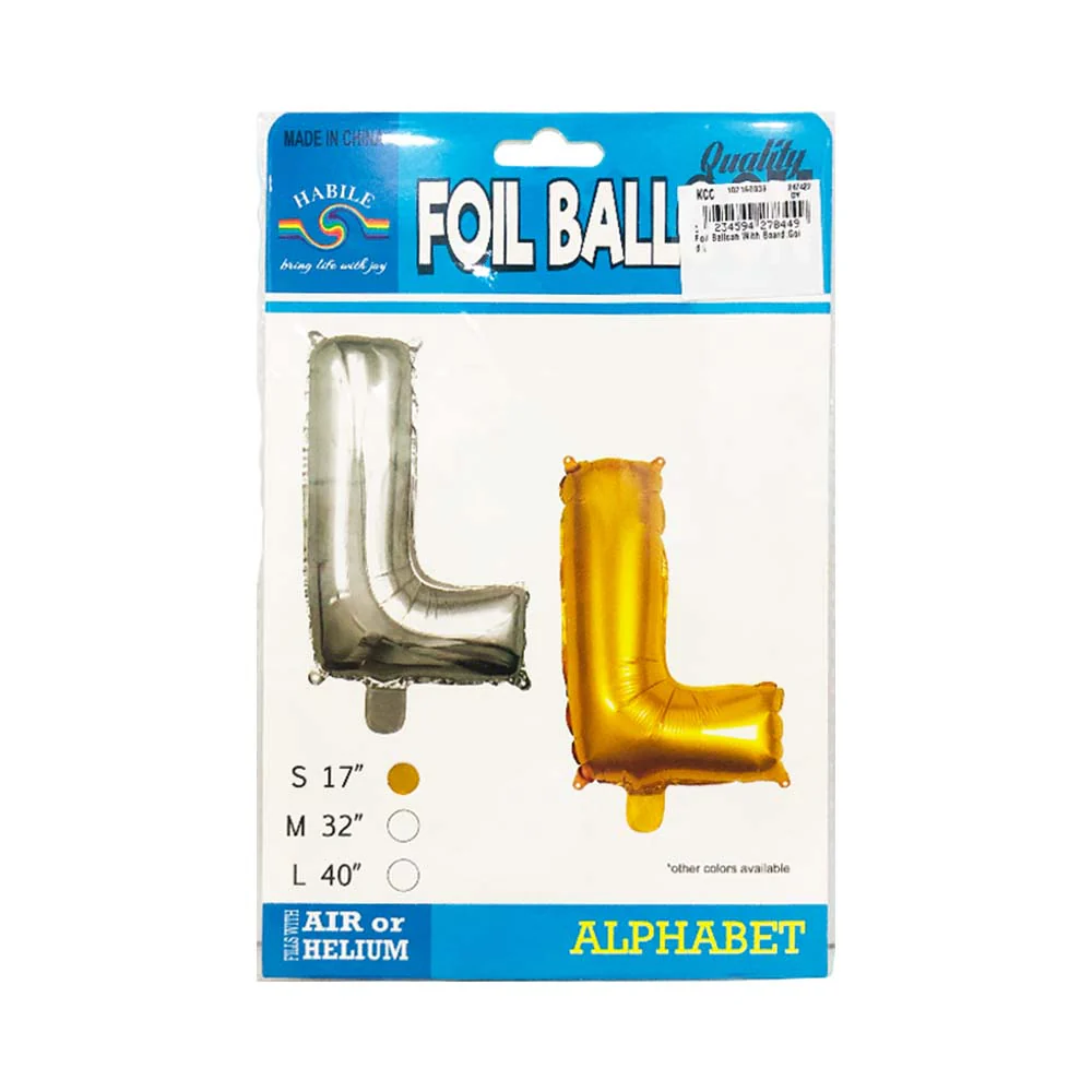 Letter Foil Balloon Gold 17in - Image 44